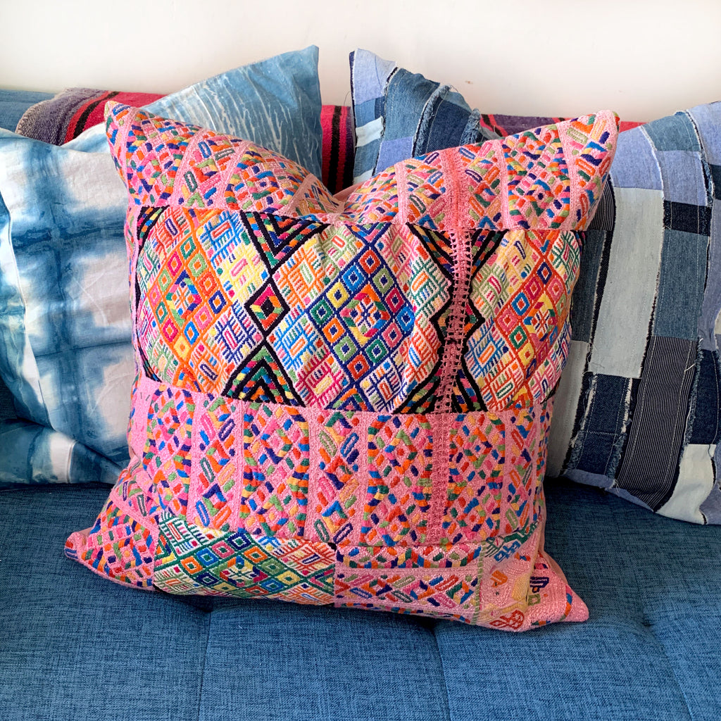huipil hand embroidered pillow