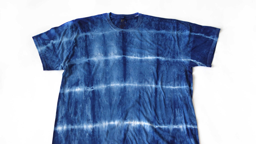 Shibori Indigo Tie Dye Stripe Tshirt Size XXL Free Shipping