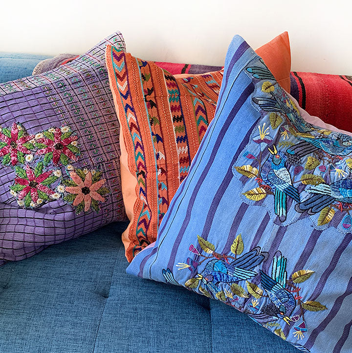 huipil pillows upcycled textiles
