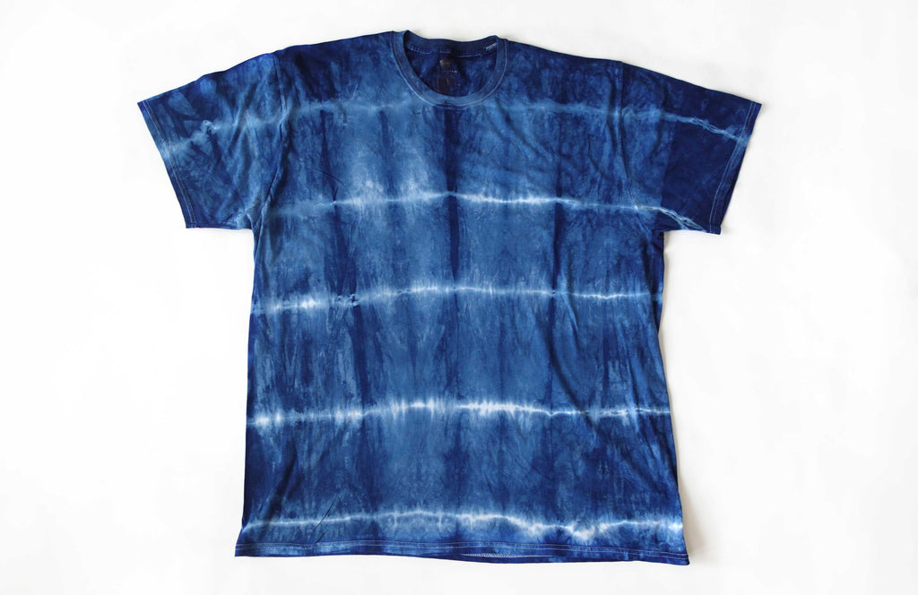 Shibori Indigo Tie Dye Stripe Tshirt Size XXL Free Shipping