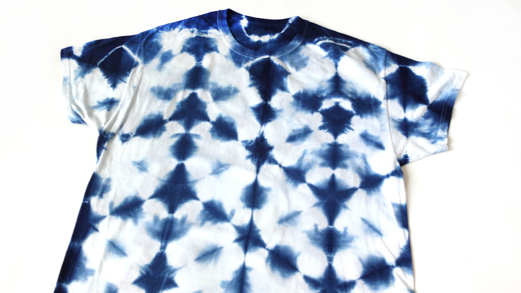 Shibori Indigo Hexagon Tie Dye Tshirt Size L Free Shipping
