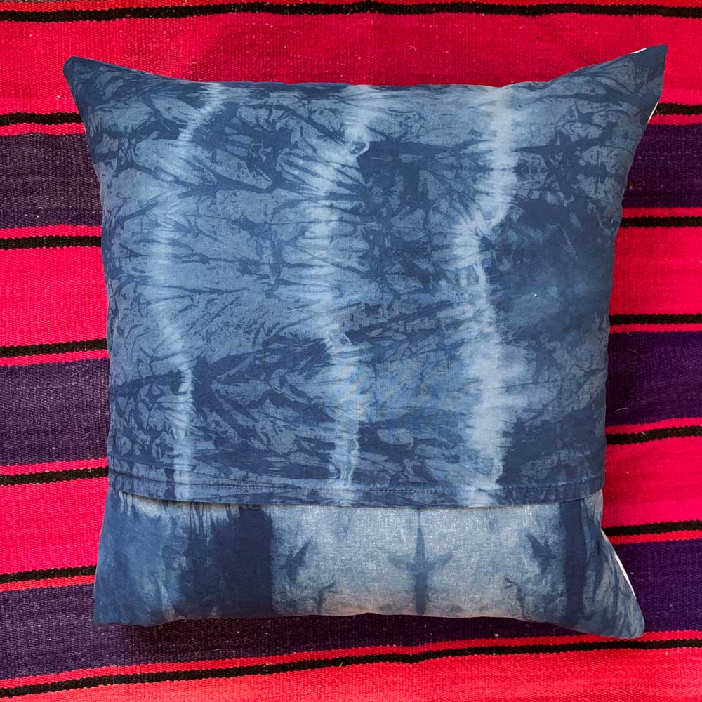quilted pillow indigo tie dye shibori 